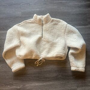 Top Shop Half Zip Fleece Cropped Sweater